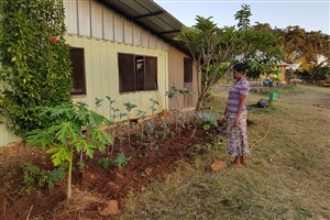 Die Köchinnen des Nono-Projekts lernen auch, einen Hausgarten zu pflegen. Dieser trägt zu einer ausgewogenen Ernährung bei.
